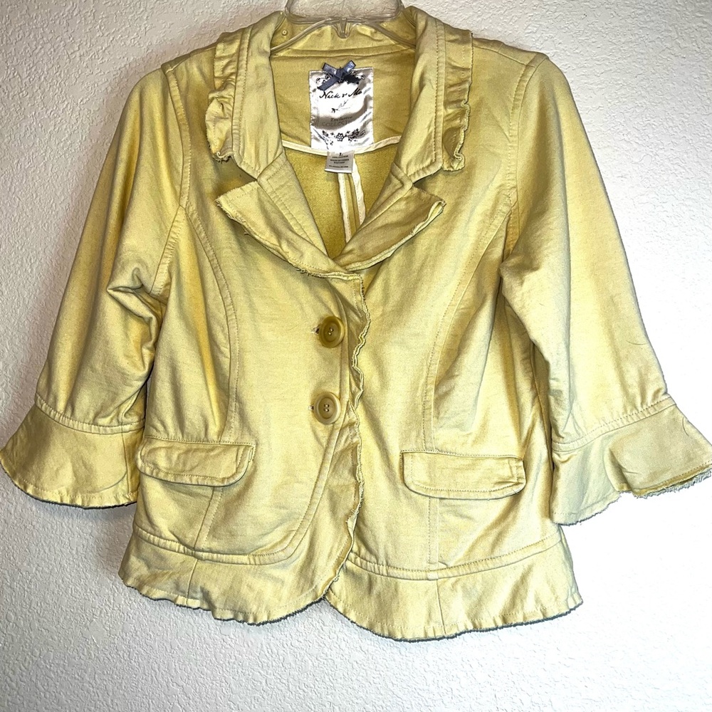 Nick & Mo Exclusive Collection Yellow Ruffle Hem Blazer Sz L